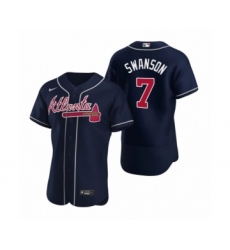 Men's Atlanta Braves #7 Dansby Swanson Nike Navy Authentic 2020 Alternate Jersey