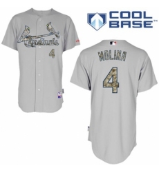 Men's Majestic St. Louis Cardinals #4 Yadier Molina Authentic Grey USMC Cool Base MLB Jersey
