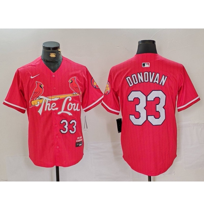 Men's St. Louis Cardinals #33 Brendan Donovan Red 2024 City Connect Limited Stitched Baseball Jersey