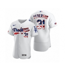 Men's Joc Pederson #31 Los Angeles Dodgers White 2020 Stars & Stripes 4th of July Jersey