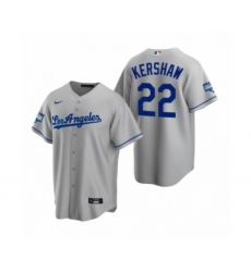 Men's Los Angeles Dodgers #22 Clayton Kershaw Gray 2020 World Series Champions Road Replica Jersey