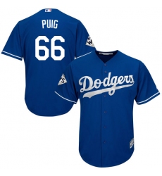 Men's Majestic Los Angeles Dodgers #66 Yasiel Puig Replica Royal Blue Alternate 2017 World Series Bound Cool Base MLB Jersey