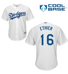 Youth Majestic Los Angeles Dodgers #16 Andre Ethier Replica White Home Cool Base MLB Jersey