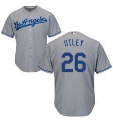 Youth Majestic Los Angeles Dodgers #26 Chase Utley Replica Grey Road Cool Base MLB Jersey