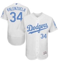 Men's Majestic Los Angeles Dodgers #34 Fernando Valenzuela Authentic White 2016 Father's Day Fashion Flex Base MLB Jersey