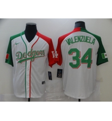 Men's Nike Los Angeles Dodgers #34 Fernando Valenzuela White Split Authentic Jersey