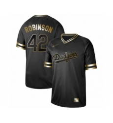Men's Los Angeles Dodgers #42 Jackie Robinson Authentic Black Gold Fashion Baseball Jersey