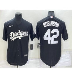 Men's Los Angeles Dodgers #42 Jackie Robinson Black Turn Back The Clock Stitched Cool Base Jersey