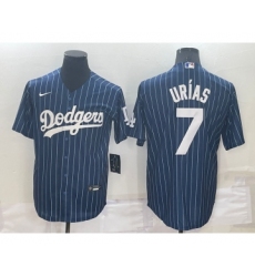 Men's Los Angeles Dodgers #7 Julio Urias Navy Blue Pinstripe Stitched MLB Cool Base Nike Jersey