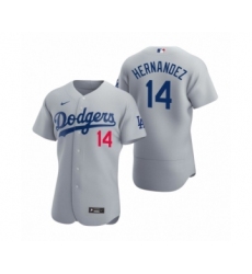 Men's Los Angeles Dodgers #14 Enrique Hernandez Nike Gray Authentic 2020 Alternate Jersey