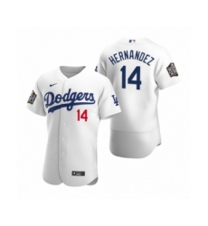 Men's Los Angeles Dodgers #14 Enrique Hernandez Nike White 2020 World Series Authentic Jersey