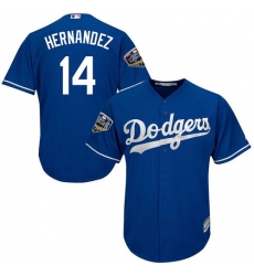 Youth Majestic Los Angeles Dodgers #14 Enrique Hernandez Authentic Royal Blue Alternate Cool Base 2018 World Series MLB Jersey
