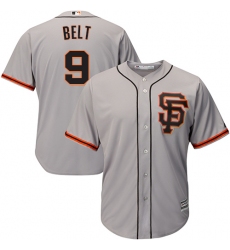 Youth Majestic San Francisco Giants #9 Brandon Belt Replica Grey Road 2 Cool Base MLB Jersey