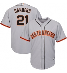 Youth Majestic San Francisco Giants #21 Deion Sanders Replica Grey Road Cool Base MLB Jersey
