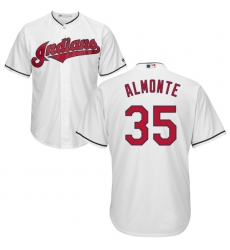 Youth Majestic Cleveland Indians #35 Abraham Almonte Replica White Home Cool Base MLB Jersey