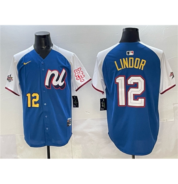 Men's National League #12 Francisco Lindor Blue Alternate 2025 All-Star Edition Limited Stitched Baseball Jersey