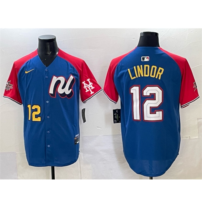 Men's National League #12 Francisco Lindor Blue Red Alternate 2025 All-Star Edition Limited Stitched Baseball Jersey
