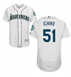 Men's Majestic Seattle Mariners #51 Ichiro Suzuki White Home Flex Base Authentic Collection MLB Jersey