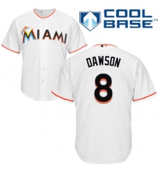 Youth Majestic Miami Marlins #8 Andre Dawson Replica White Home Cool Base MLB Jersey