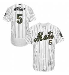 Men's Majestic New York Mets #5 David Wright Authentic White 2016 Memorial Day Fashion Flex Base MLB Jersey