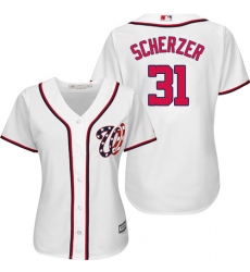 Women's Majestic Washington Nationals #31 Max Scherzer Authentic White Home Cool Base MLB Jersey
