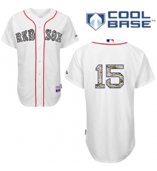 Men's Majestic Boston Red Sox #15 Dustin Pedroia Replica White USMC Cool Base MLB Jersey