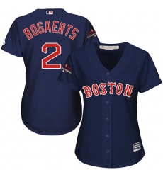 Women's Majestic Boston Red Sox #2 Xander Bogaerts Authentic Navy Blue Alternate Road 2018 World Series Champions MLB Jersey