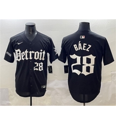 Men's Detroit Tigers #28 Javier Báez Black 'Motor Gothic Edition' Vapor Premier Limited Stitched Baseball Jersey