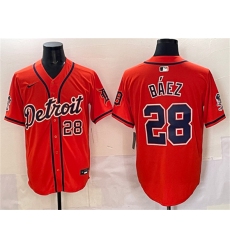 Men's Detroit Tigers #28 Javier Báez Orange With Vapor Premier Limited Stitched Baseball Jersey