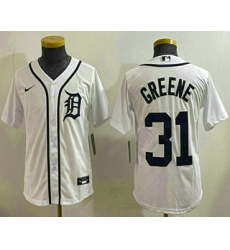 Youth Detroit Tigers #31 Riley Greene White Cool Base Stitched Jersey