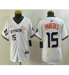Youth Houston Astros #15 Isaac Paredes Number White 2025 City Connect Limited Stitched Jersey