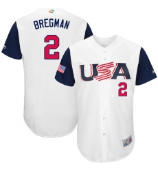 Men's USA Baseball Majestic #2 Alex Bregman White 2017 World Baseball Classic Authentic Team Jersey