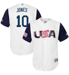 Men's USA Baseball Majestic #10 Adam Jones White 2017 World Baseball Classic Replica Team Jersey