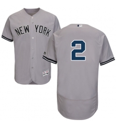 Men's Majestic New York Yankees #2 Derek Jeter Grey Road Flex Base Authentic Collection MLB Jersey