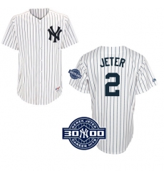 Men's Majestic New York Yankees #2 Derek Jeter Replica White W/3000 Hits Patch(Have Player Name on Back) MLB Jersey