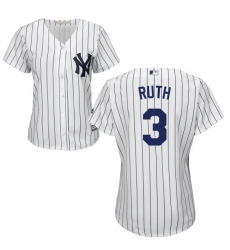 Women's Majestic New York Yankees #3 Babe Ruth Replica White Home MLB Jersey