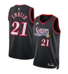 Men's Philadelphia 76ers #21 Joel Embiid Black 2025 Classic Edition Stitched Jersey