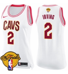 Women's Nike Cleveland Cavaliers #2 Kyrie Irving Swingman White/Pink Fashion 2018 NBA Finals Bound NBA Jersey