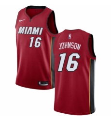 Men's Nike Miami Heat #16 James Johnson Swingman Red NBA Jersey Statement Edition