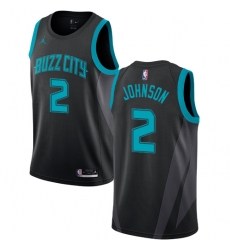 Women's Nike Jordan Charlotte Hornets #2 Larry Johnson Swingman Black NBA Jersey - 2018 19 City Edition