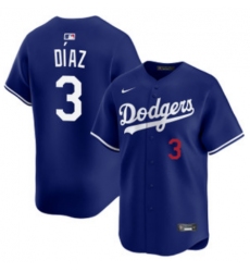 Men's Los Angeles Dodgers #3 Edwin Díaz Royal Cool Base Stitched Baseball Jersey