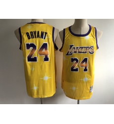 Men's Los Angeles Lakers #24 Kobe Bryant Yellow Hwc Starry Jersey