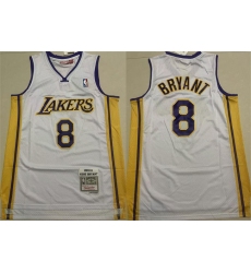 Men's Los Angeles Lakers #8 Kobe Bryant Yellow Throwback Stitched Basketball Jersey