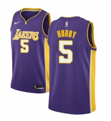 Men's Nike Los Angeles Lakers #5 Robert Horry Authentic Purple NBA Jersey - Icon Edition