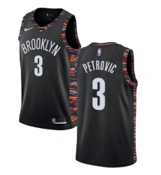 Youth Nike Brooklyn Nets #3 Drazen Petrovic Swingman Black NBA Jersey - 2018 19 City Edition