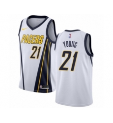 Women's Nike Indiana Pacers #21 Thaddeus Young White Swingman Jersey - Earned Edition