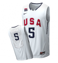 Men's Nike Team USA #5 Kevin Durant Swingman White 2010 World Basketball Tournament Jersey