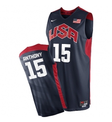 Men's Nike Team USA #15 Carmelo Anthony Swingman Navy Blue 2012 Olympics Basketball Jersey