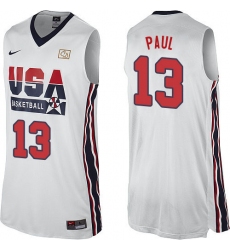 Men's Nike Team USA #13 Chris Paul Swingman White 2012 Olympic Retro Basketball Jersey