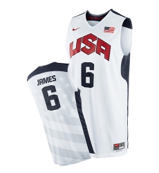 Men's Nike Team USA #6 LeBron James Authentic White 2012 Olympics Basketball Jersey